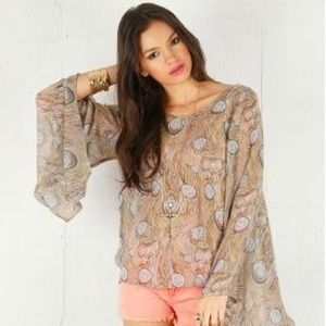 Mumu peacock bell sleeve blouse
